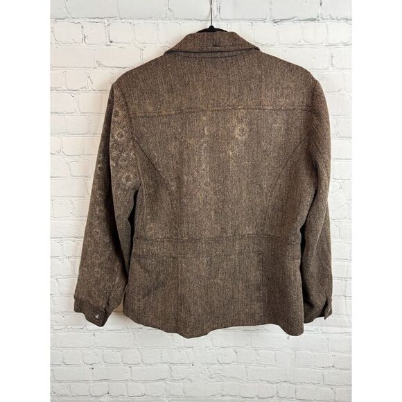 COLDWATER CREEK brown herringbone collared jacket blazer size 10 - Picture 6 of 9